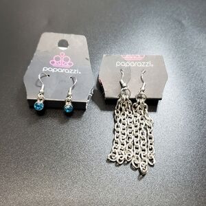 new opened packages paparazzi silver tone dangling earrings set of 2